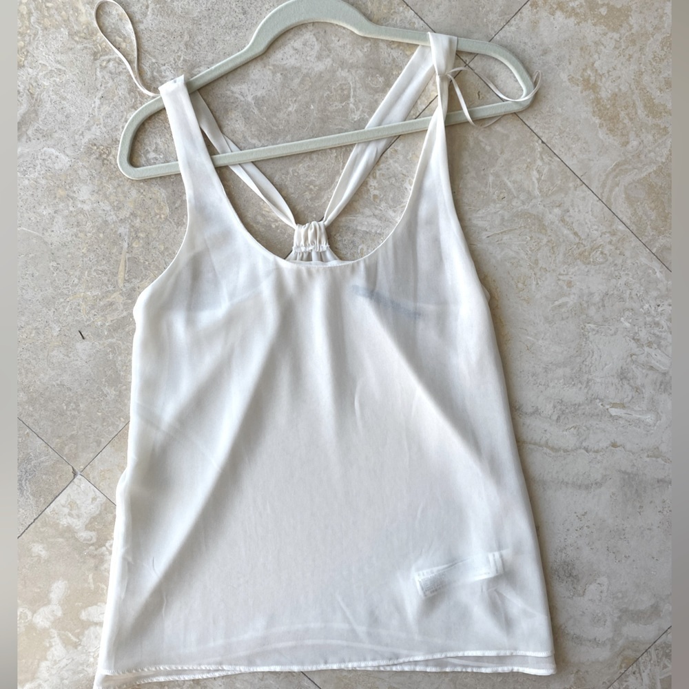 Zara Trafaluc off white/cream/ivory racerback blouse with unique back - M